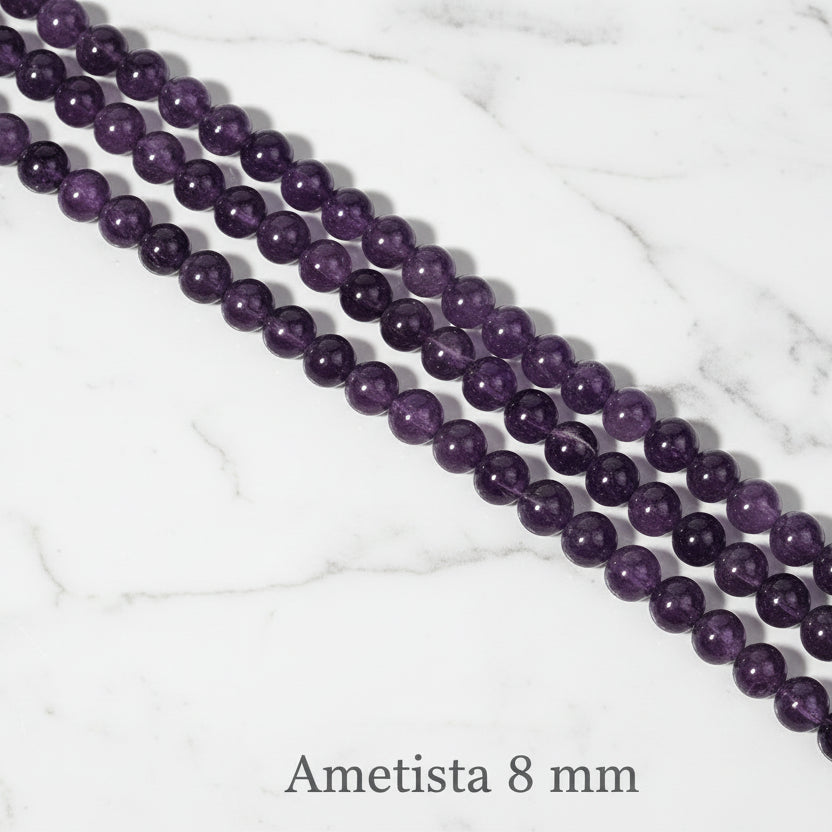 Natural Amethyst — Round Beads 6/8/10mm | Strand ~38 cm