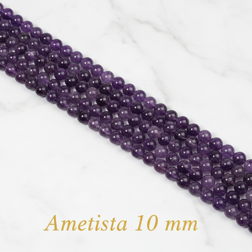 Natural Amethyst — Round Beads 6/8/10mm | Strand ~38 cm