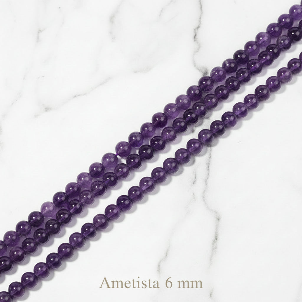 Natural Amethyst — Round Beads 6/8/10mm | Strand ~38 cm