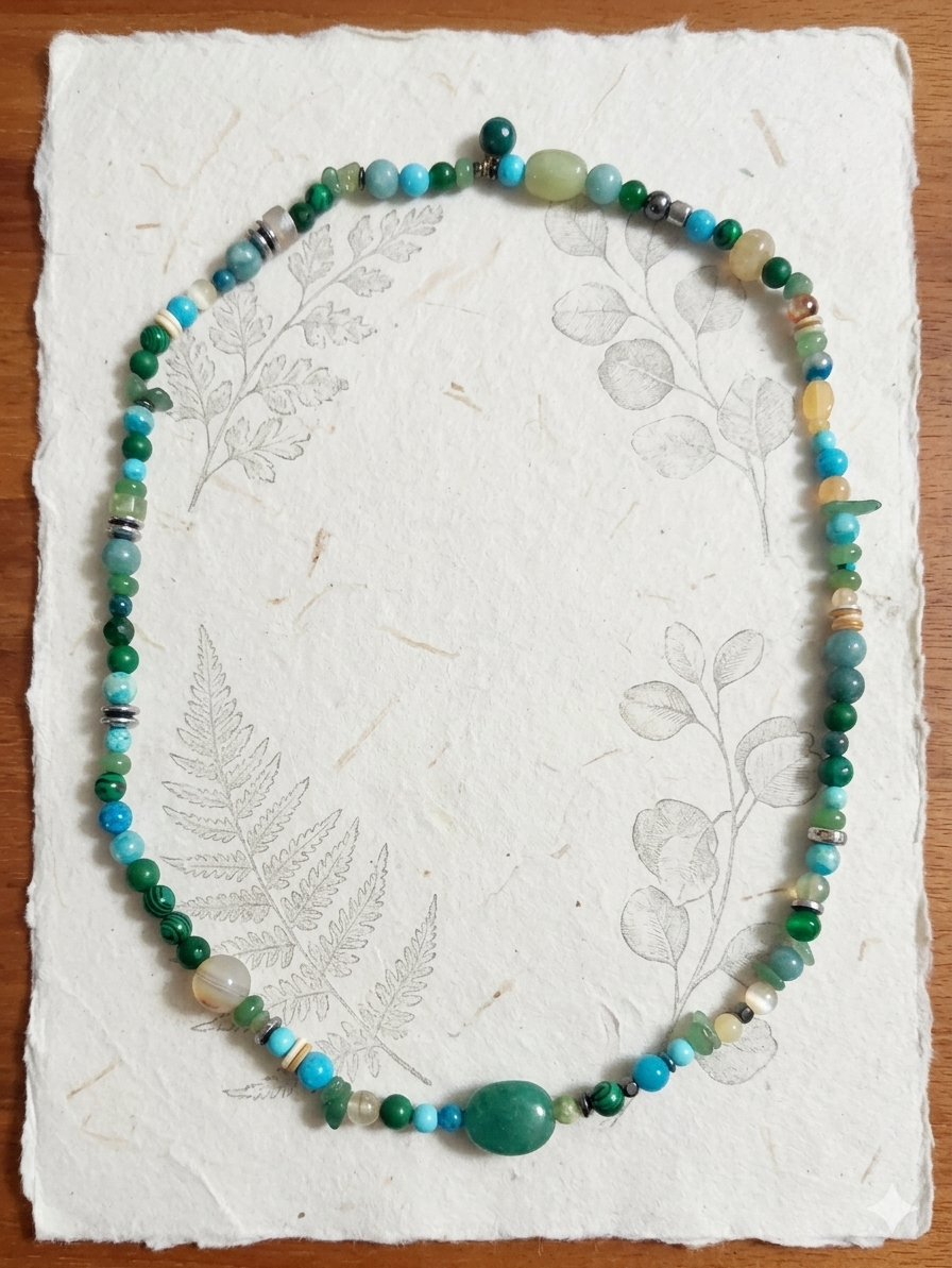 Multi-Natural Stone Necklace — Mixed Stones | 75 cm