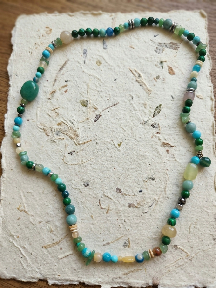 Multi-Natural Stone Necklace — Mixed Stones | 75 cm