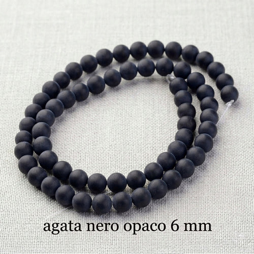 Natural Matte Black Agate — Round Beads 4/6/8mm | Strand ~38 cm