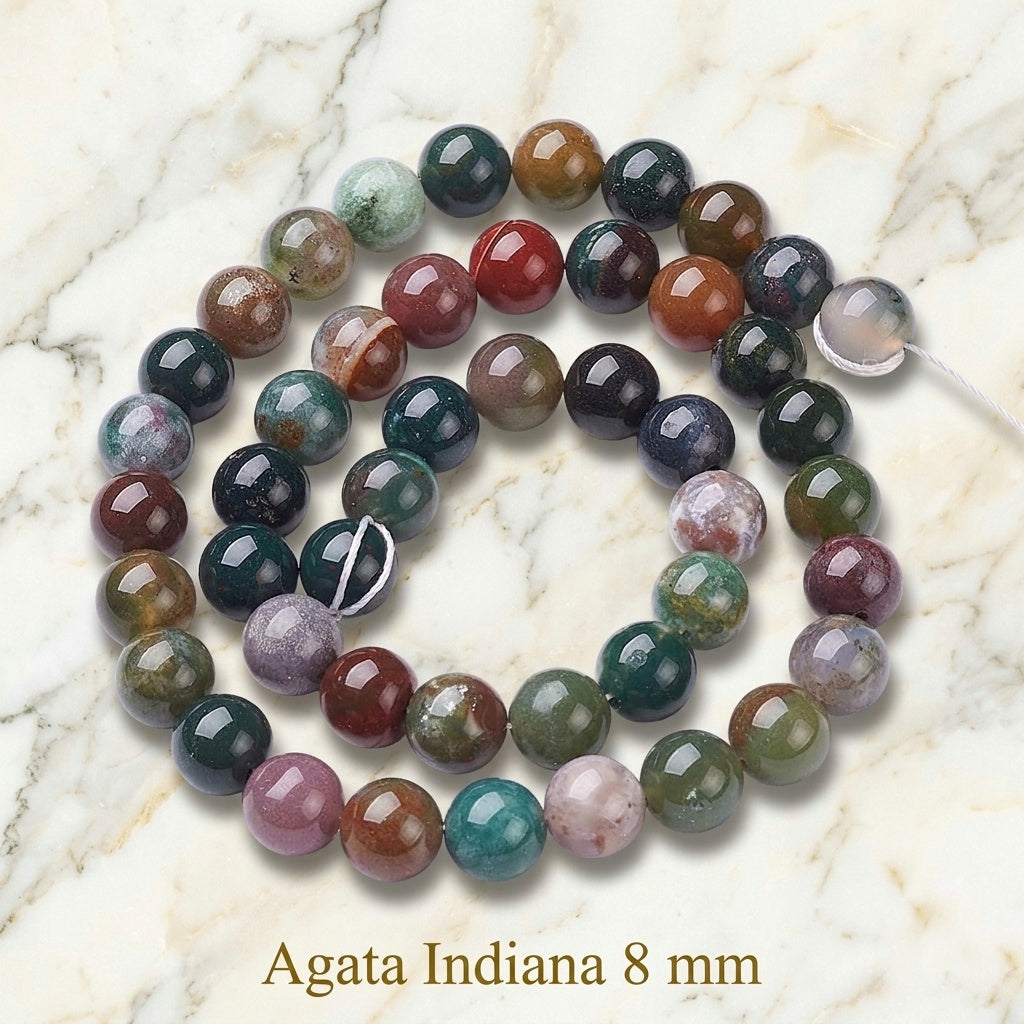Natural Indian Agate — Round Beads 4/6/8/10mm | Strand ~38 cm