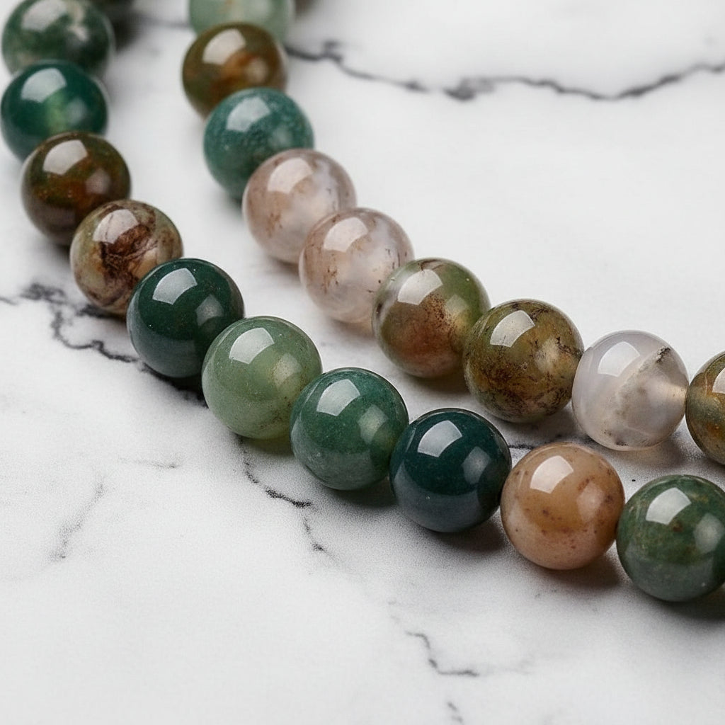 Natural Indian Agate — Round Beads 4/6/8/10mm | Strand ~38 cm