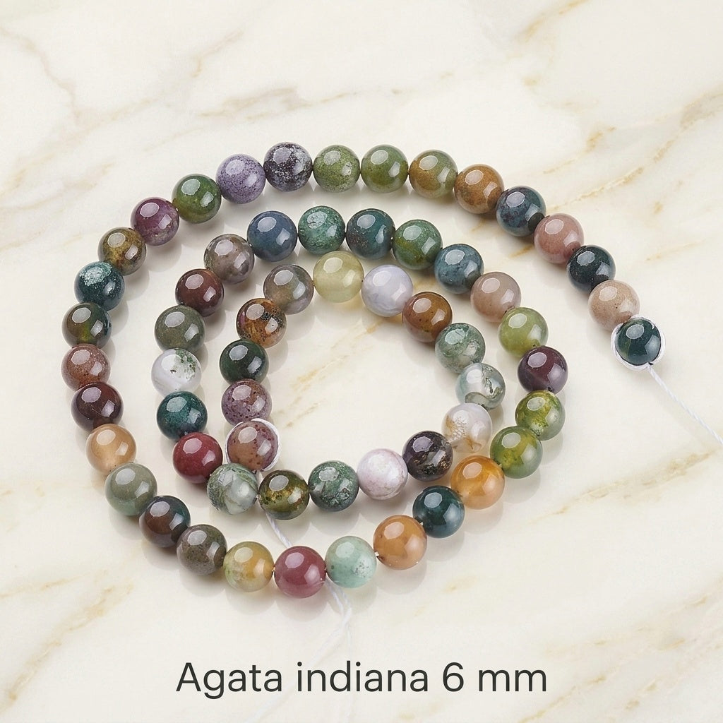 Natural Indian Agate — Round Beads 4/6/8/10mm | Strand ~38 cm