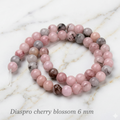 Natural Cherry Blossom Jasper — Round Beads 6/8/10mm | Strand ~39 cm