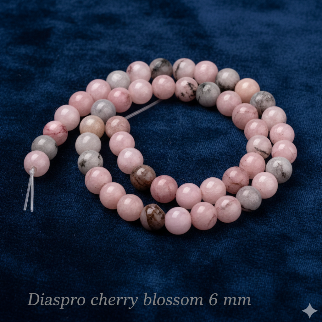 Natural Cherry Blossom Jasper — Round Beads 6/8/10mm | Strand ~39 cm