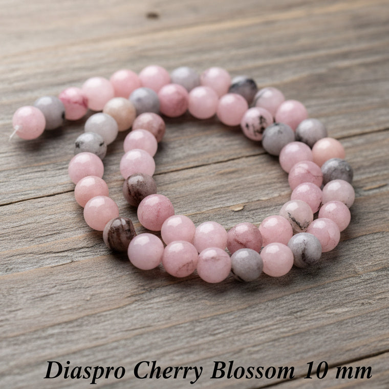 Natural Cherry Blossom Jasper — Round Beads 6/8/10mm | Strand ~39 cm