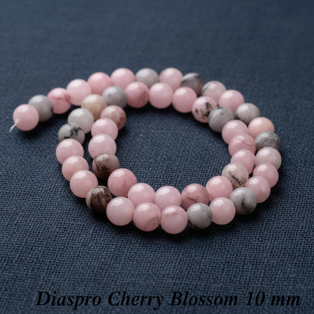 Natural Cherry Blossom Jasper — Round Beads 6/8/10mm | Strand ~39 cm