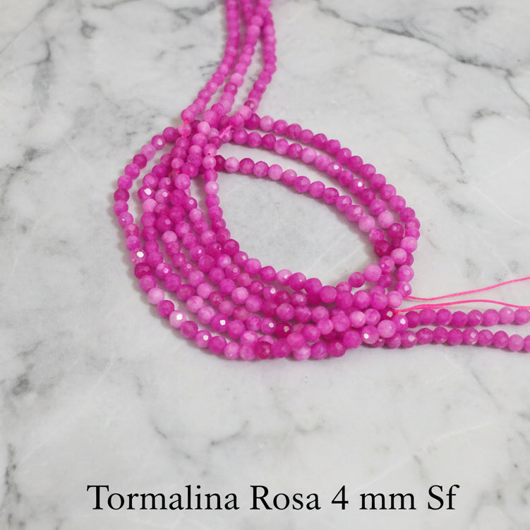 Natural Pink Tourmaline — Faceted Beads 2/3/4mm | Strand ~38 cm