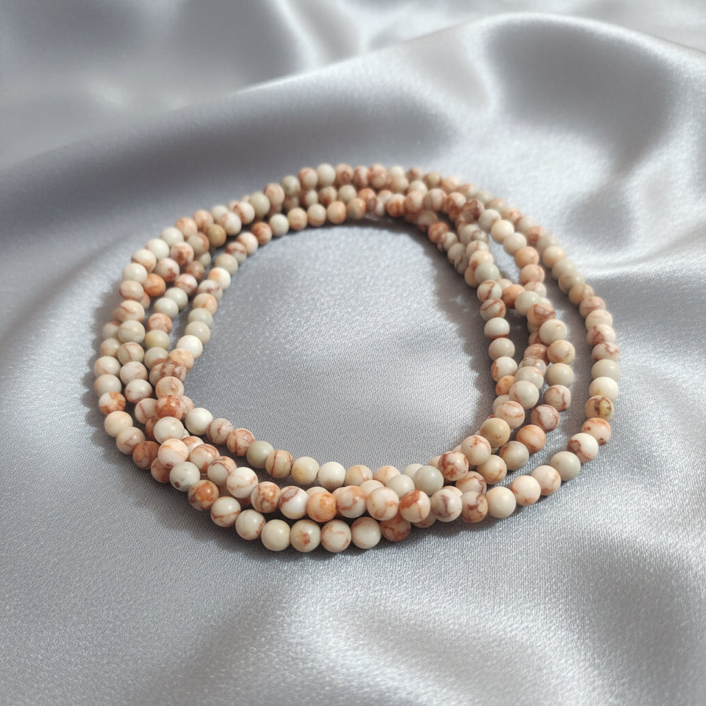 Long Natural Red Netstone Jasper Necklace — 6mm Beads | 150 cm