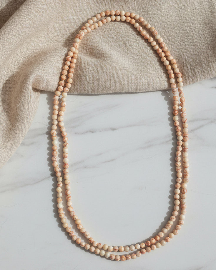 Long Natural Red Netstone Jasper Necklace — 6mm Beads | 150 cm