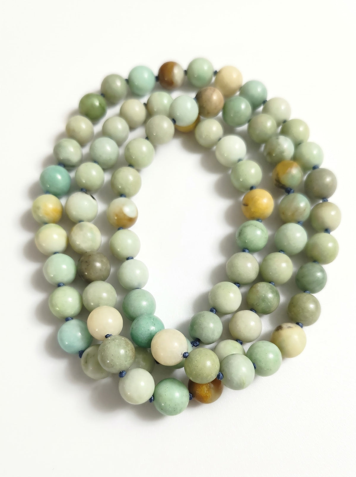 Collana annodata di Flower Amazzonite — Sfere 10mm | 80 cm