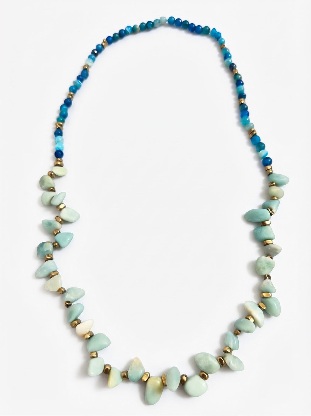 Collana di Amazzonite, Agata ed Ematite | 85 cm