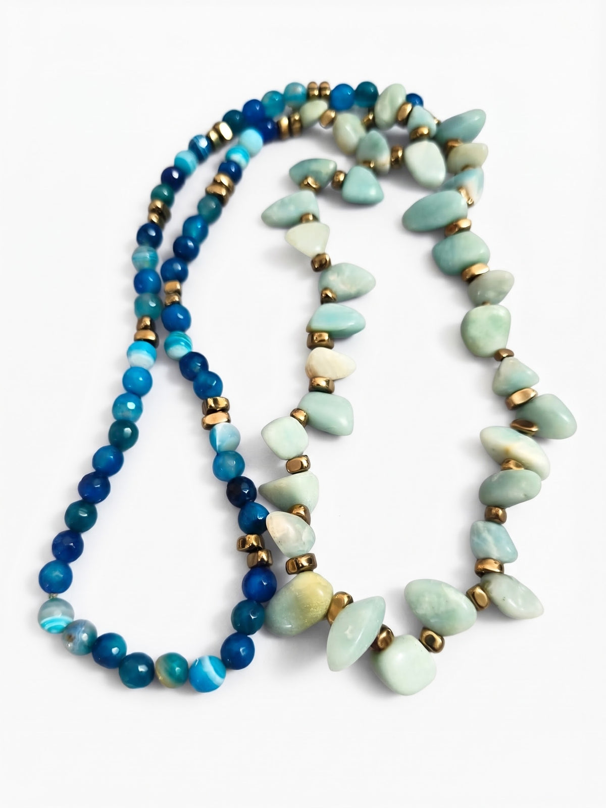 Collana di Amazzonite, Agata ed Ematite | 85 cm