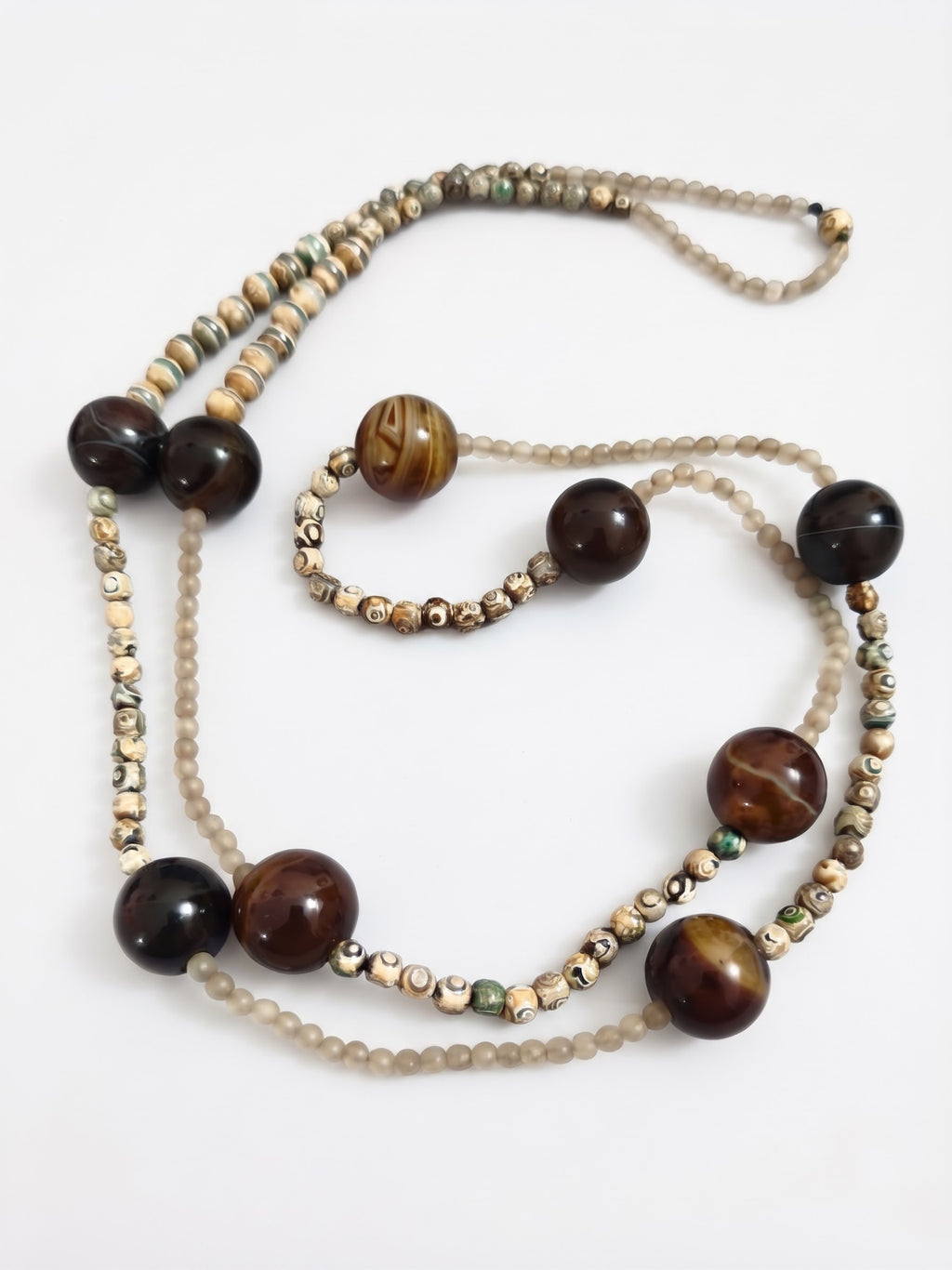 Collana di Agata Tibetana e Agata del Botswana | 120 cm