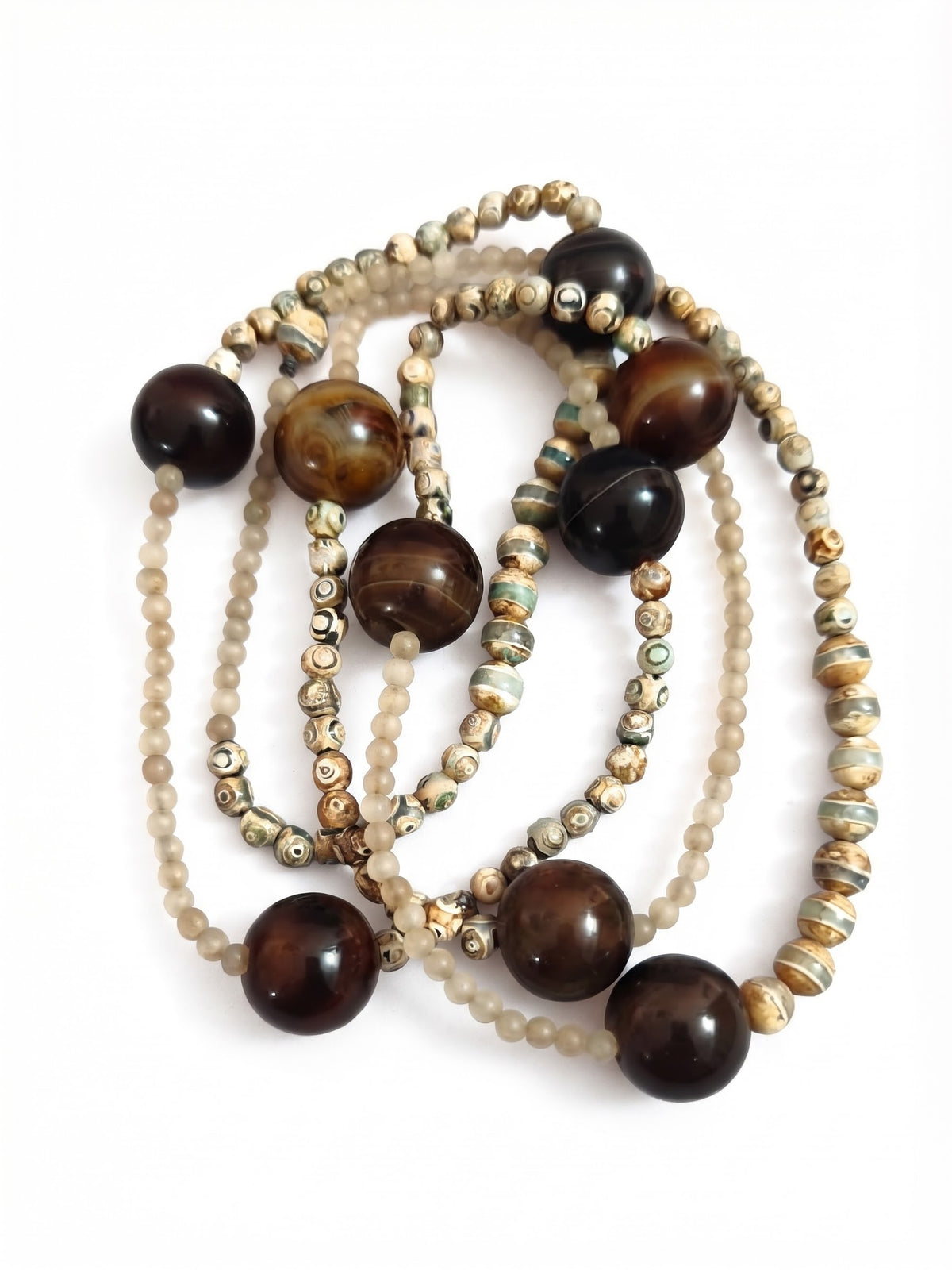 Collana di Agata Tibetana e Agata del Botswana | 120 cm