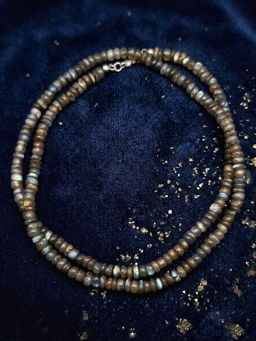 Collana di Labradorite Naturale — Rondelle 7x4mm 85cm