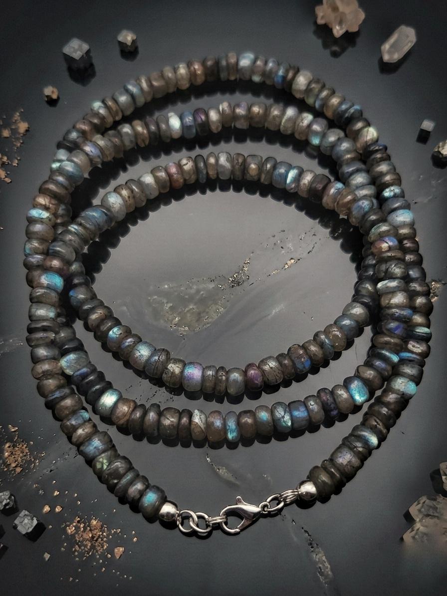 Natural Labradorite Necklace — Rondelle 7x4mm | 85 cm