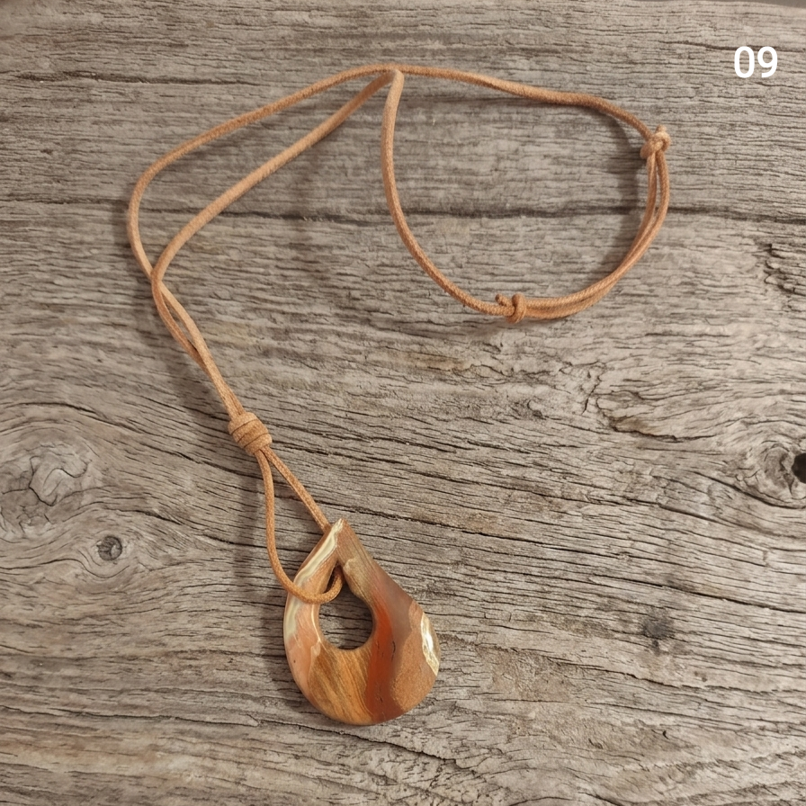 Natural Stone Teardrop Pendants — Jaspers and Quartz | with Leather Cord