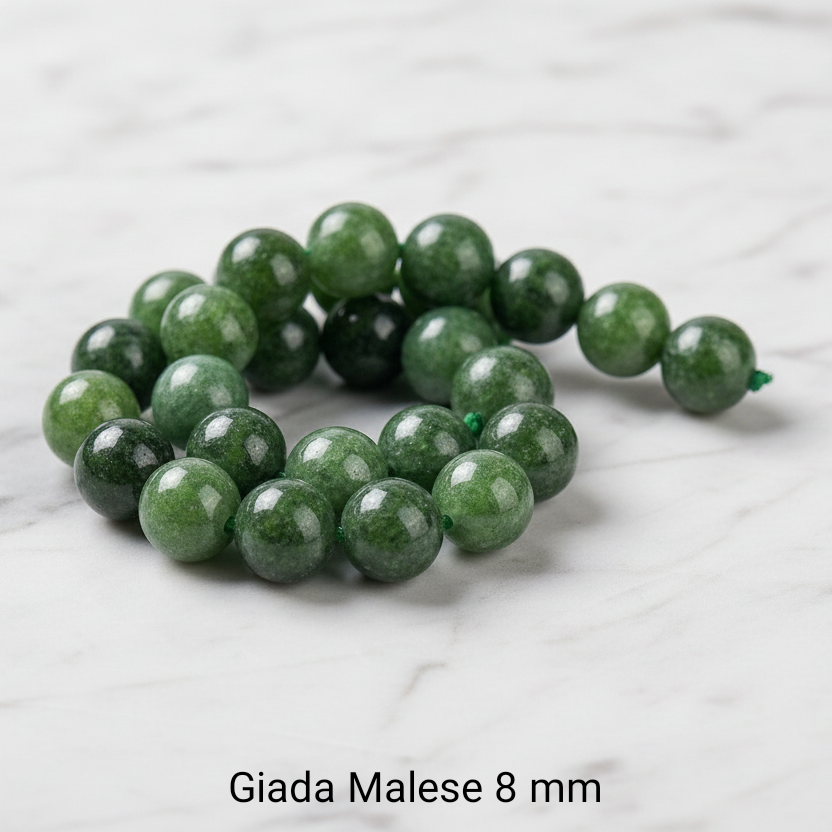 Natural Malaysian Jade — Round Beads 6/8/10mm | Strand ~19 cm