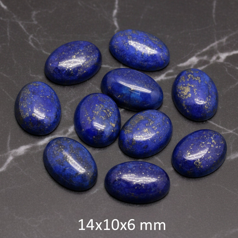 Lapislazzuli Naturale — Cabochon Sfaccettato Ovale 18x13mm e 14x10mm