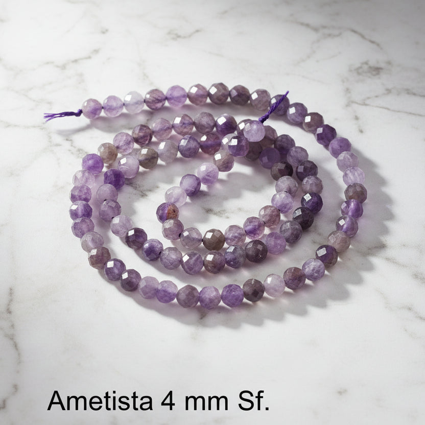 Natural Amethyst — Faceted Beads 4mm | Strand ~39 cm