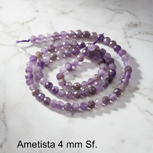 Natural Amethyst — Faceted Beads 4mm | Strand ~39 cm