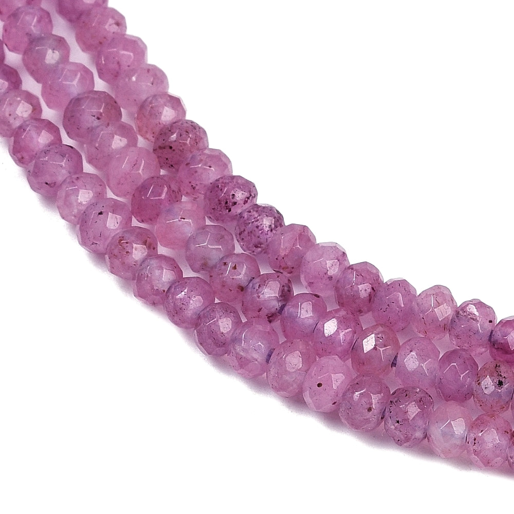 Malaysian Natural Jade — Faceted Rondelles 4x2mm | Medium Purple | Strand ~36 cm