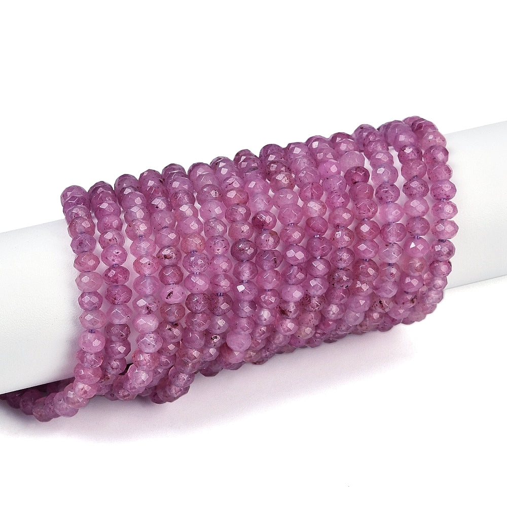 Malaysian Natural Jade — Faceted Rondelles 4x2mm | Medium Purple | Strand ~36 cm