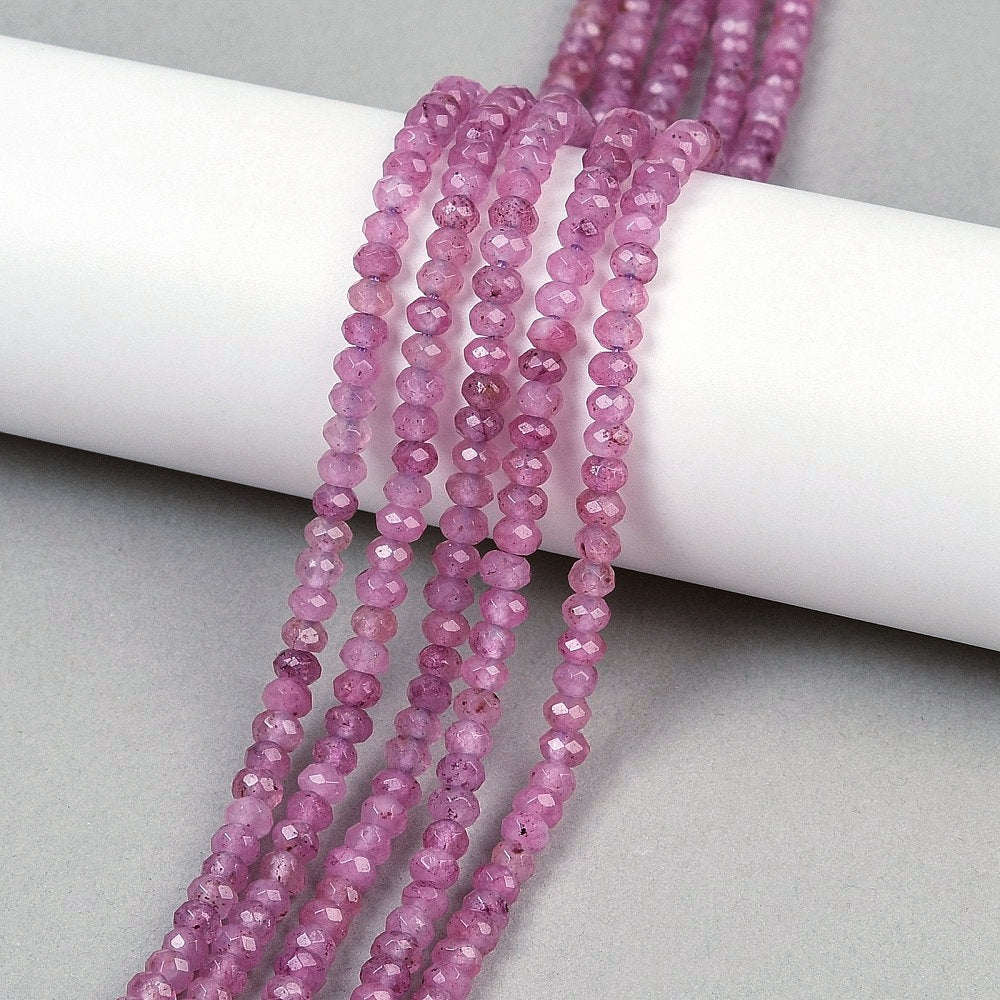 Malaysian Natural Jade — Faceted Rondelles 4x2mm | Medium Purple | Strand ~36 cm