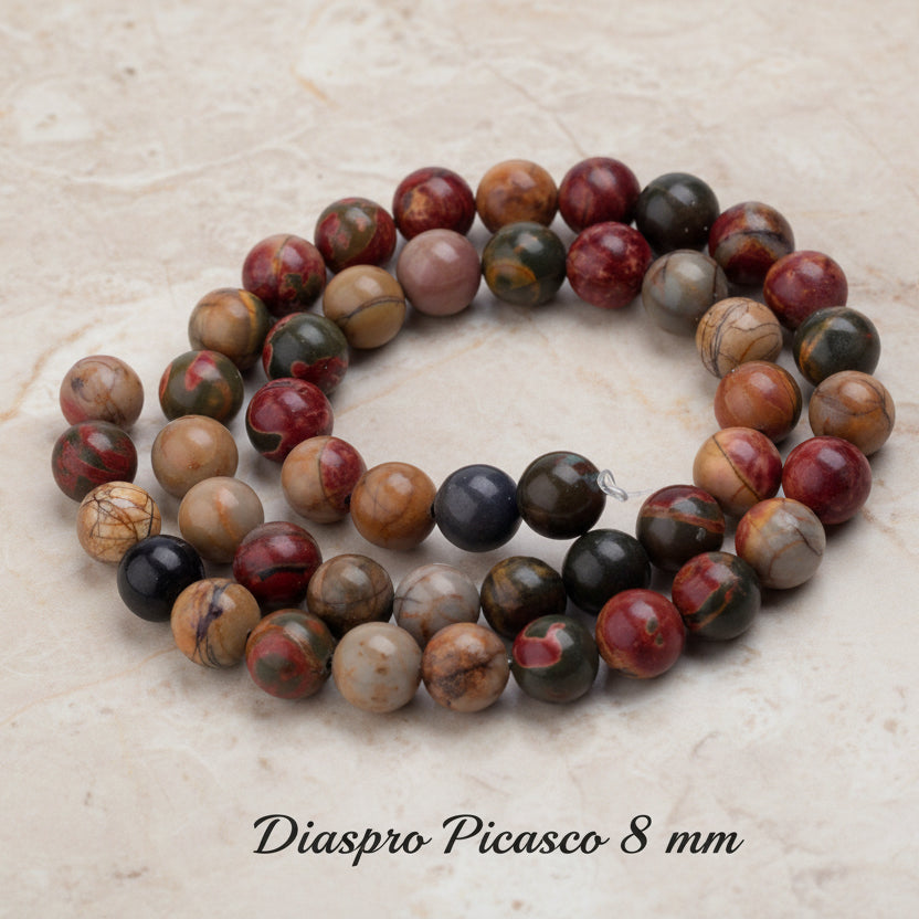 Natural Picasso Jasper — Round Beads 6/8/10mm | Strand ~40 cm