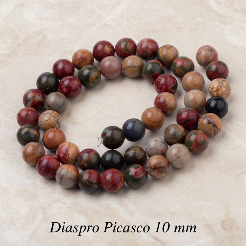 Natural Picasso Jasper — Round Beads 6/8/10mm | Strand ~40 cm