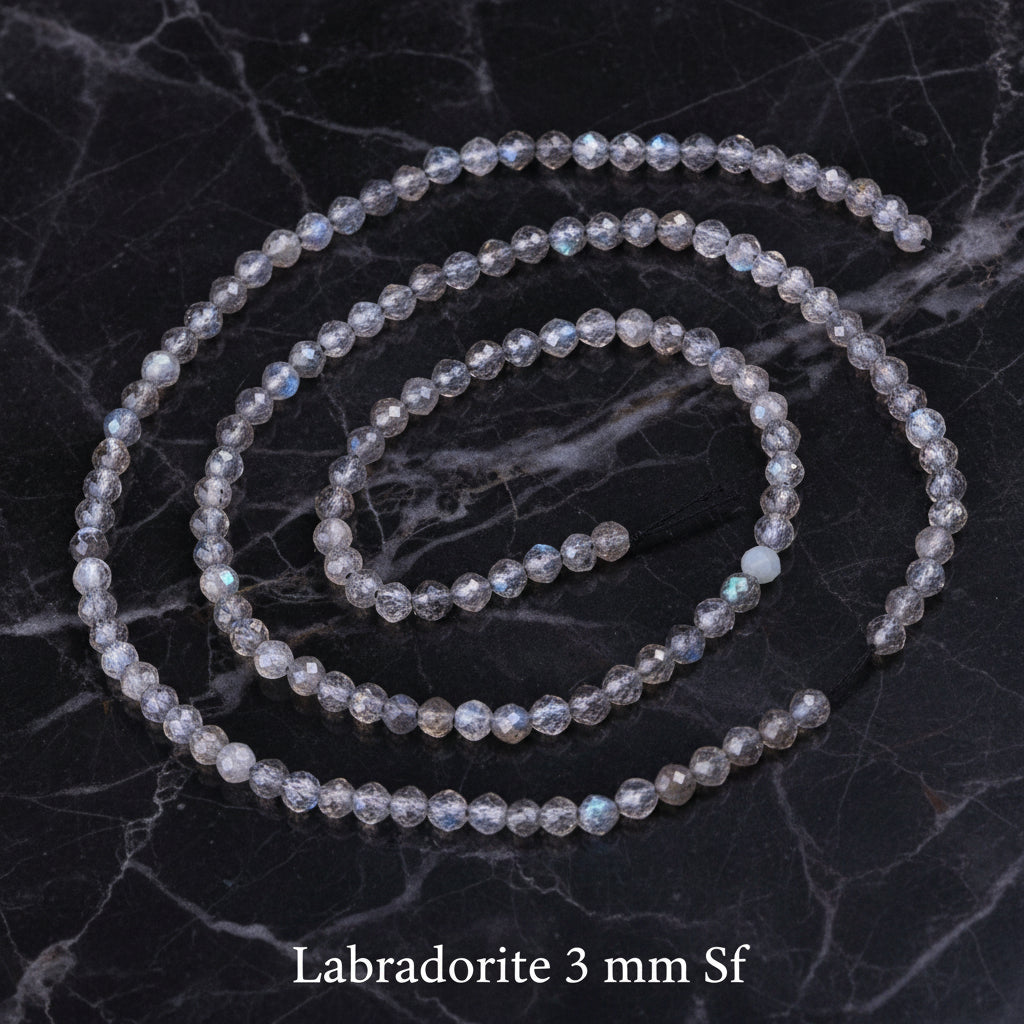 Labradorite - Faceted beads 2 - 3 - 3.5 - 4 mm - Strand 40 cm