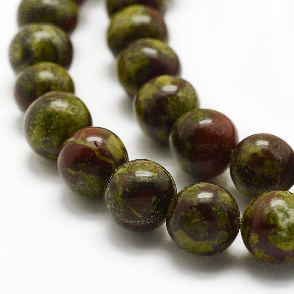 Natural Dragon Blood Jasper — Round Beads 4/6/8mm | Strand ~39 cm