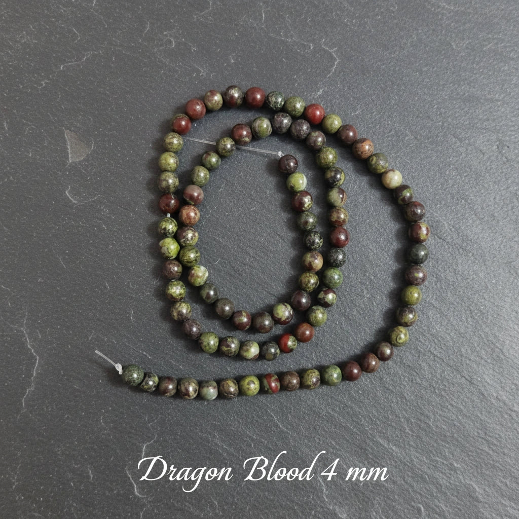 Natural Dragon Blood Jasper — Round Beads 4/6/8mm | Strand ~39 cm