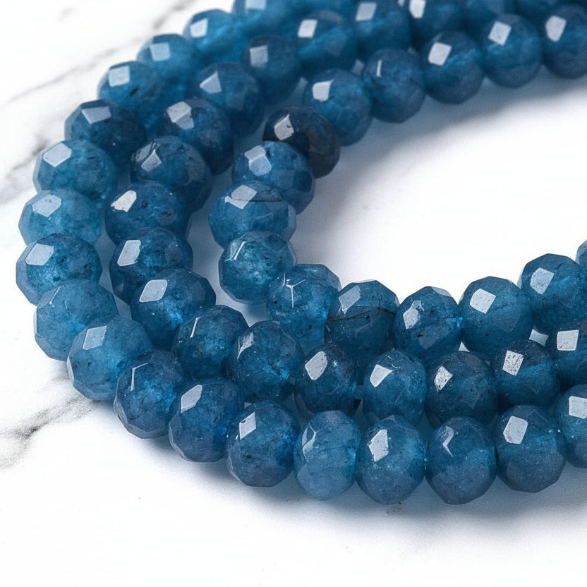 Malaysian Natural Jade — Faceted Rondelles 4x2mm | Royal Blue | Strand ~36 cm