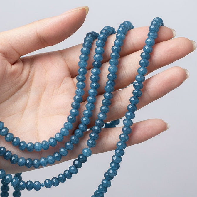 Malaysian Natural Jade — Faceted Rondelles 4x2mm | Royal Blue | Strand ~36 cm