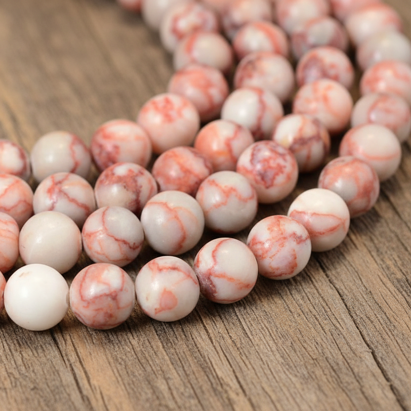 Natural Red Netstone Jasper — Round Beads 4/6/8/10mm | Strand ~38 cm