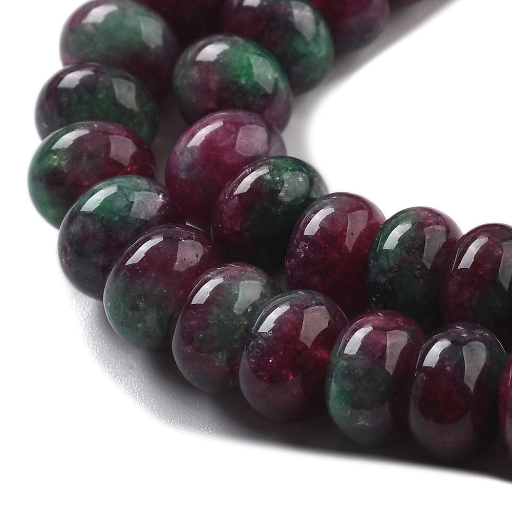 Natural White Jade — Rondelle 8x5mm | Ruby in Zoisite | Strand ~39 cm