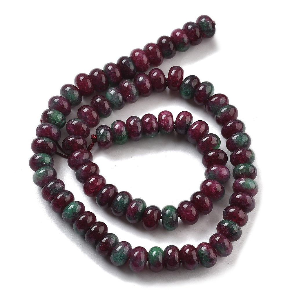 Natural White Jade — Rondelle 8x5mm | Ruby in Zoisite | Strand ~39 cm
