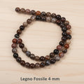 Natural Fossil Wood — Round Beads 4/6/8mm | Strand ~38 cm