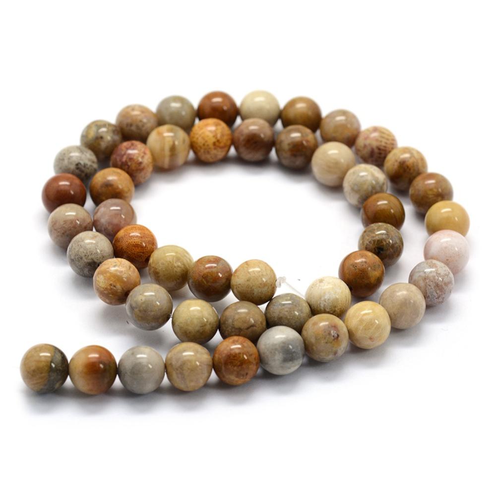 Natural Fossil Coral — Round Beads 6mm | Strand ~38 cm