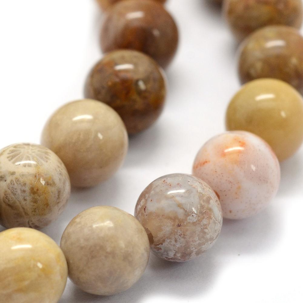 Natural Fossil Coral — Round Beads 6mm | Strand ~38 cm