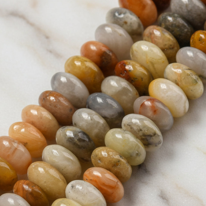 Natural Agate Crazy Lace — Rondelles 4x2mm | Strand ~39 cm