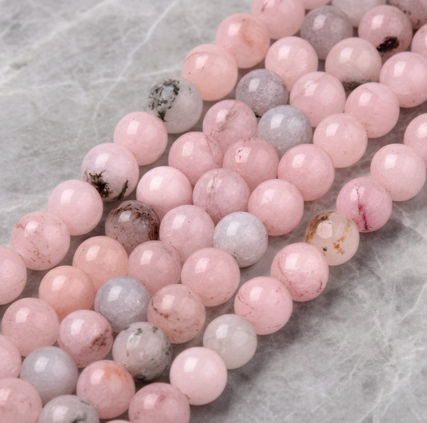 Natural Cherry Blossom Jasper — Round Beads 6/8/10mm | Strand ~39 cm