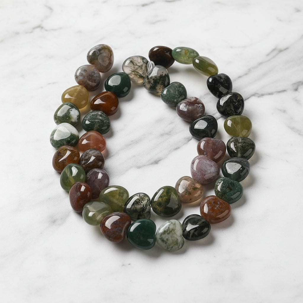 Natural Indian Agate — Heart Beads 10mm | Strand ~39 cm