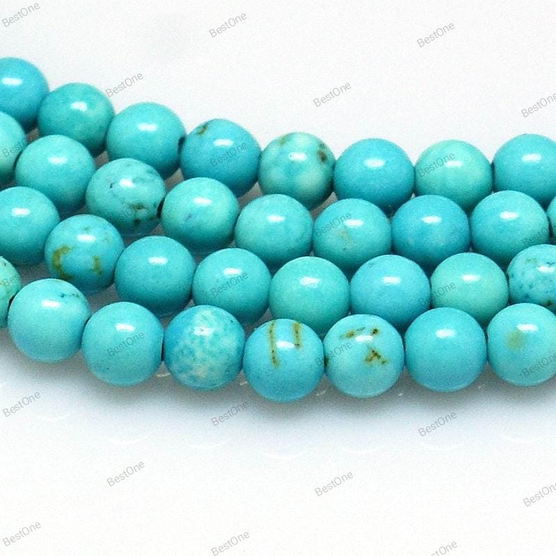 Natural Magnesite Turquoise Blue — Round Beads 4/6/8mm | Strand ~38 cm