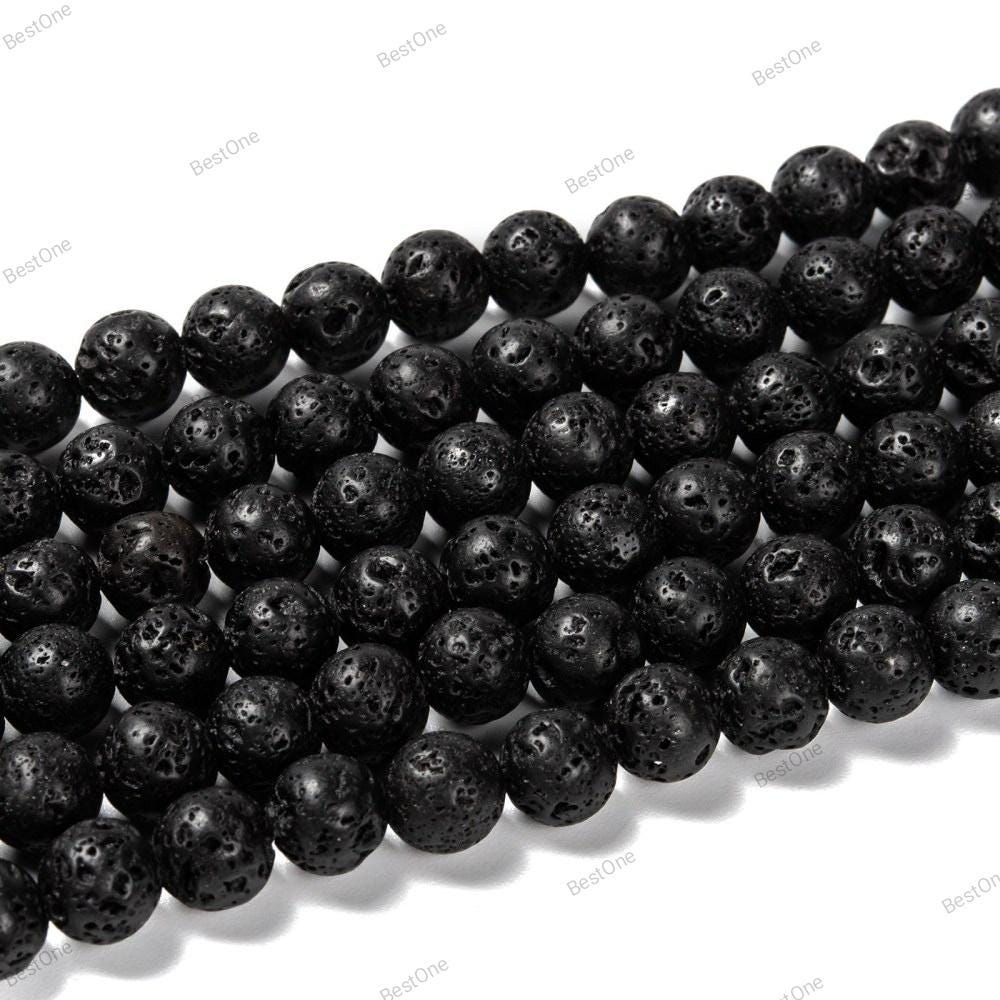 Natural Lava Rock — Round Beads 6/8mm | Strand ~40 cm