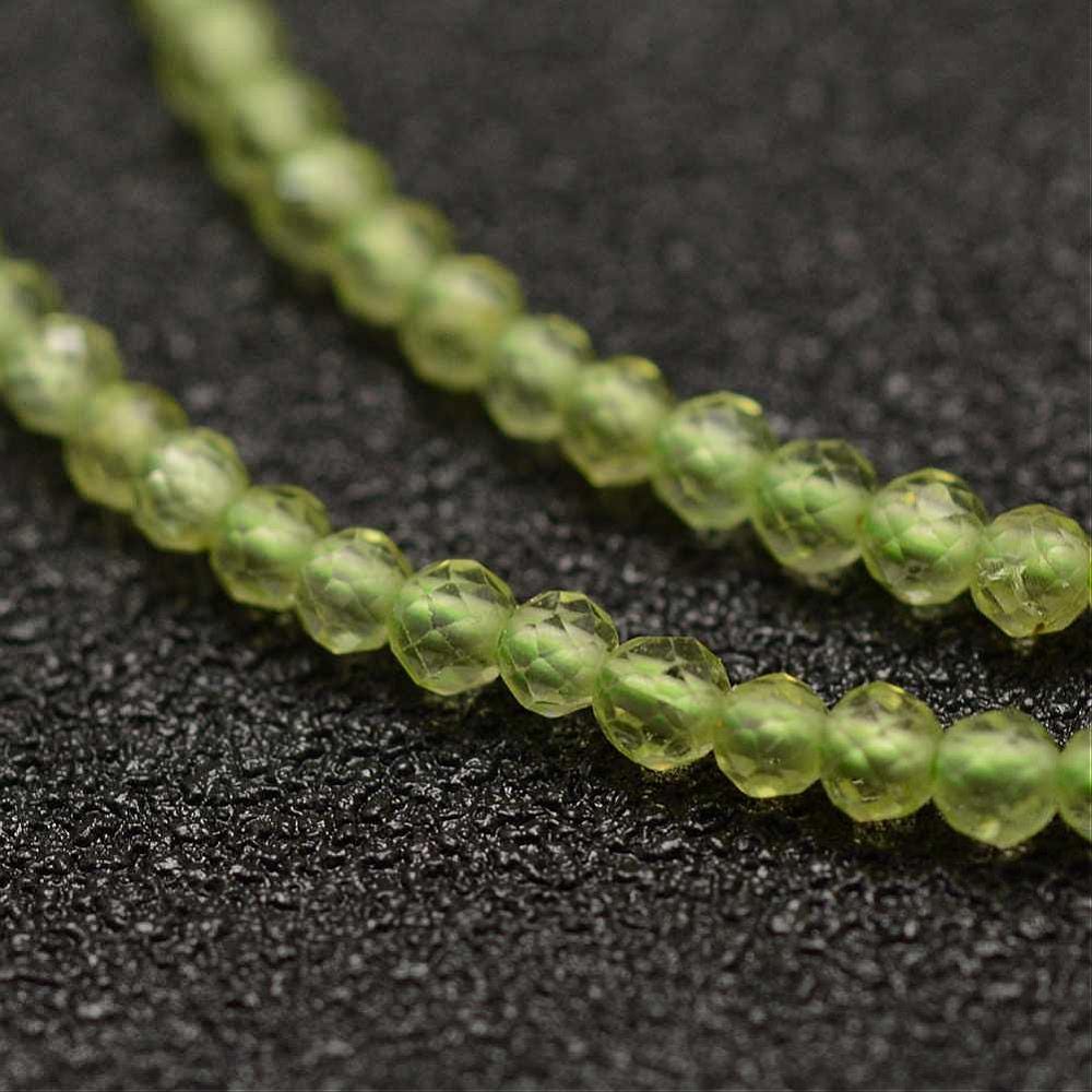 Natural Peridot — Faceted Beads 2mm | Strand ~39 cm